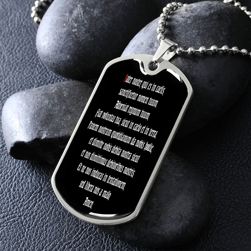 Pater Noster LATIN dog tag pendant necklace