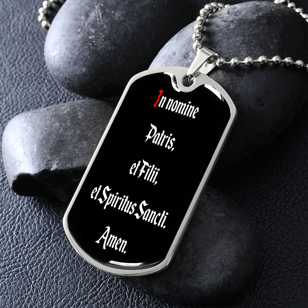 In Nomine Patris LATIN Dog Tag pendant necklace