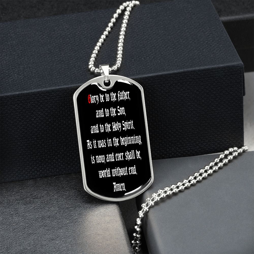 Glory be to the Father Dog Tag pendant necklace