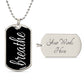 Breathe Dog Tag Military Pendant Necklace
