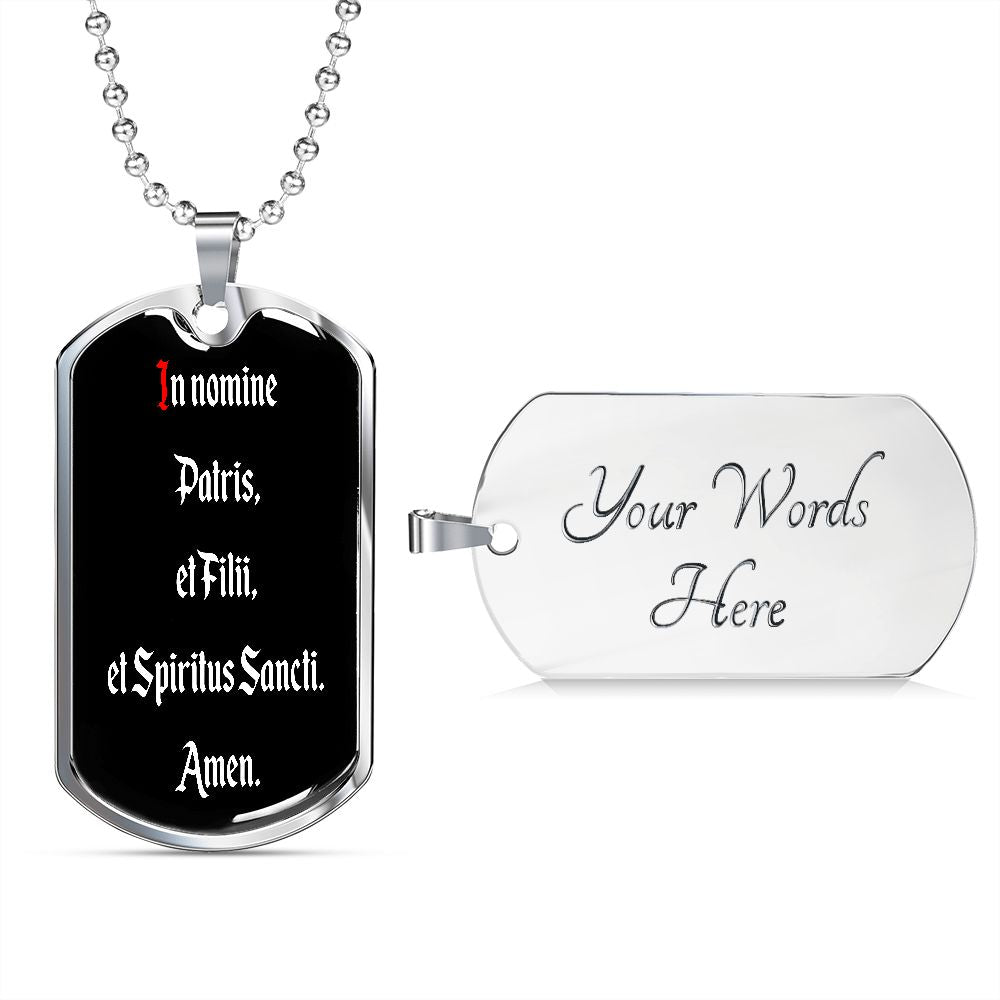 In Nomine Patris LATIN Dog Tag pendant necklace