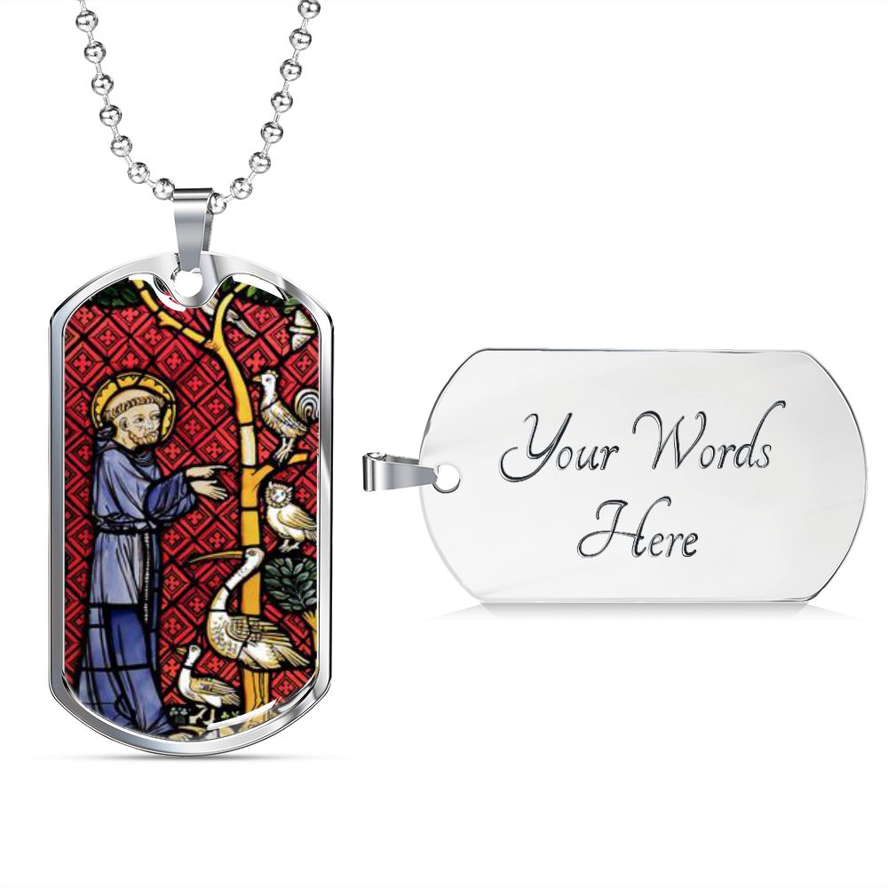 Saint Francis of Assisi Patrron of Animals Dog Tag pendant necklace