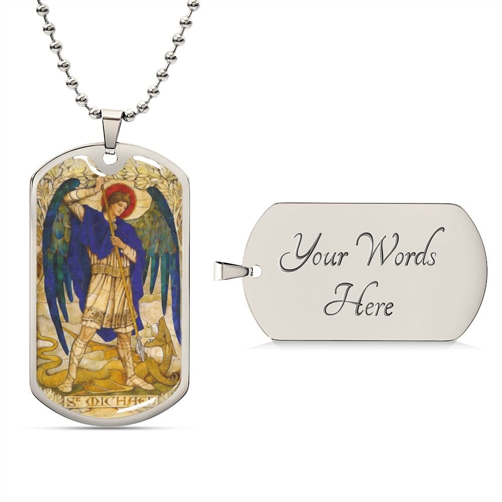 St Michael the Archangel dog tag necklace