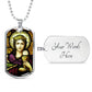 Saint Barbara Stained Glass Dog Tag pendant necklace