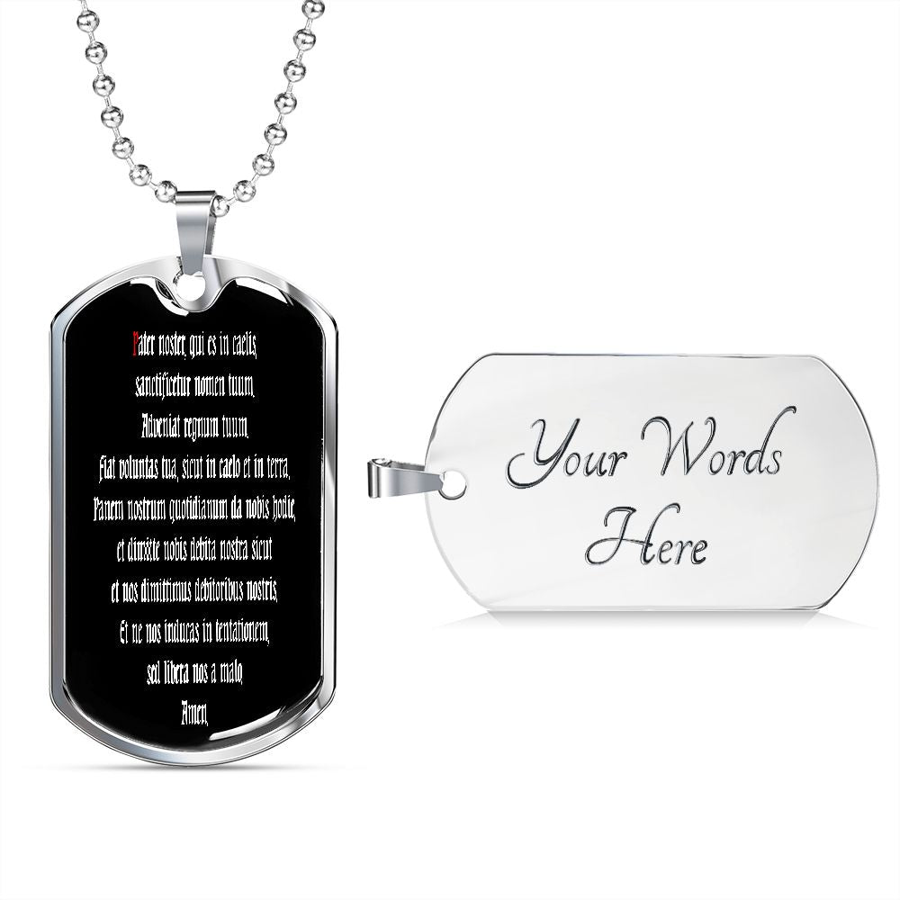 Pater Noster LATIN dog tag pendant necklace