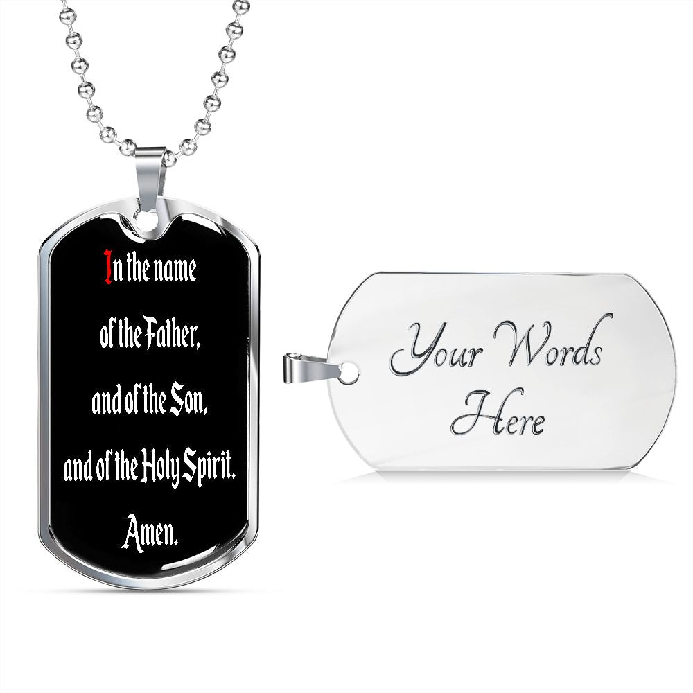 In the name of the Father dog tag pendant necklace