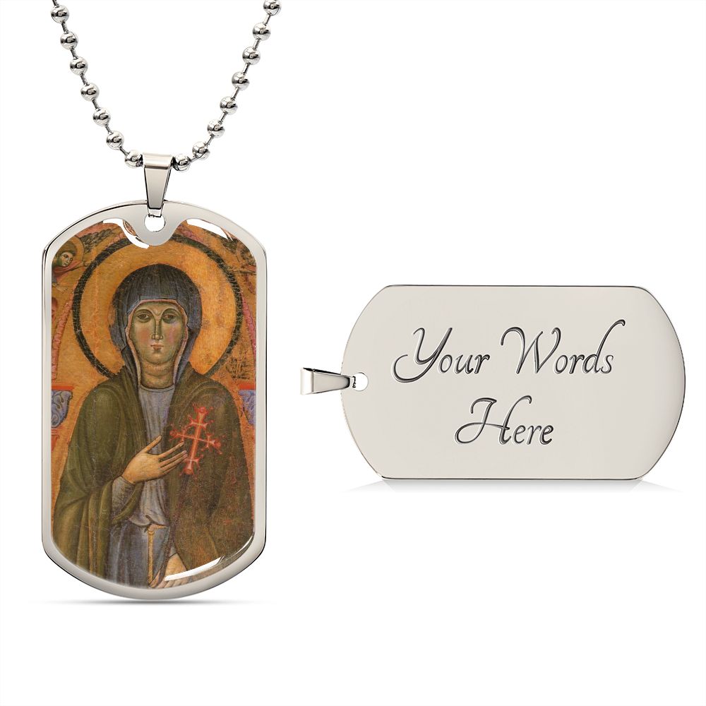 St Clare of Assisi dog tag necklace
