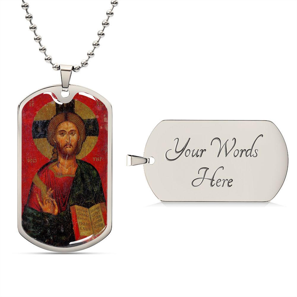 Jesus Christ Pantocrator dog tag necklace