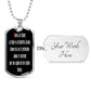 Gloria Al Padre Spanish dog tag pendant necklace