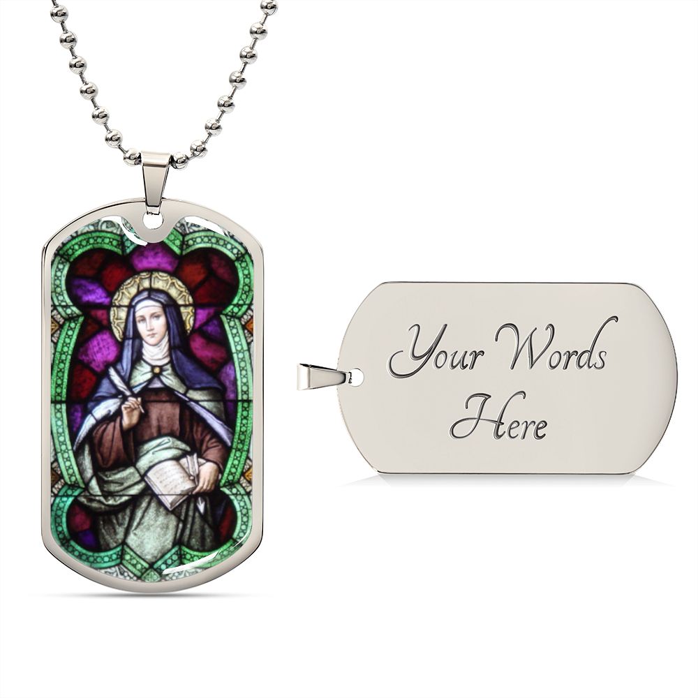 St Teresa of Avila dog tag necklace