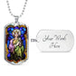 Saint Barbara Stained Glass dog tag pendant necklace
