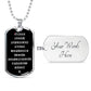 Our Father in French dog tag pendant necklace