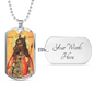 Dog Headed Saint Christopher Military Dog Tag Pendant Necklace