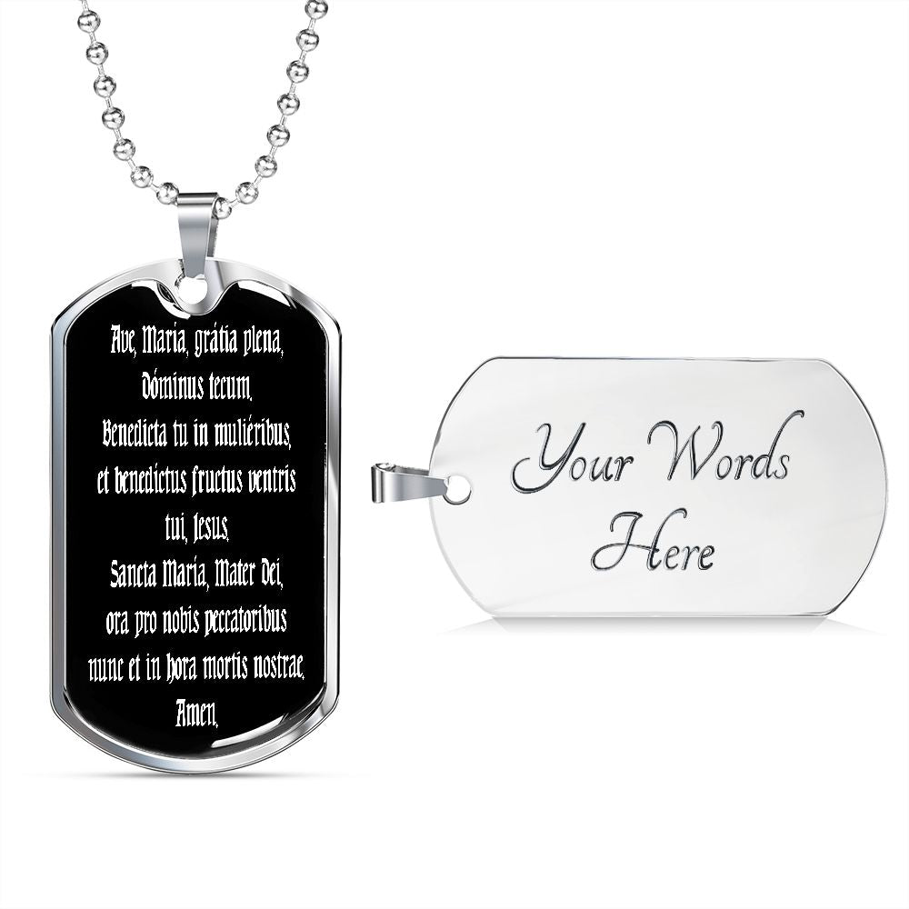 Ave Maria Gratia Plena Dominus Tecum Dog Tag pendant necklace
