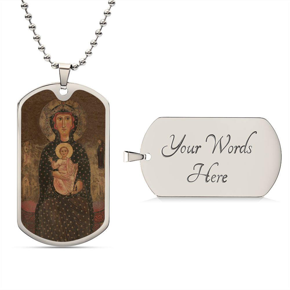 Madonna and Child Margaritonne dog tag necklace