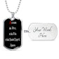 In the name of Father in French dog tag pendant necklace