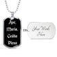 Ave Maria Gratia Plena Dog Tag pendant necklace