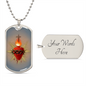 Sacred Heart of Jesus Dog Tag military pendant necklace, Godfather gift, Godmother gift, Godparent gift, Baptism gift, First Communion gift