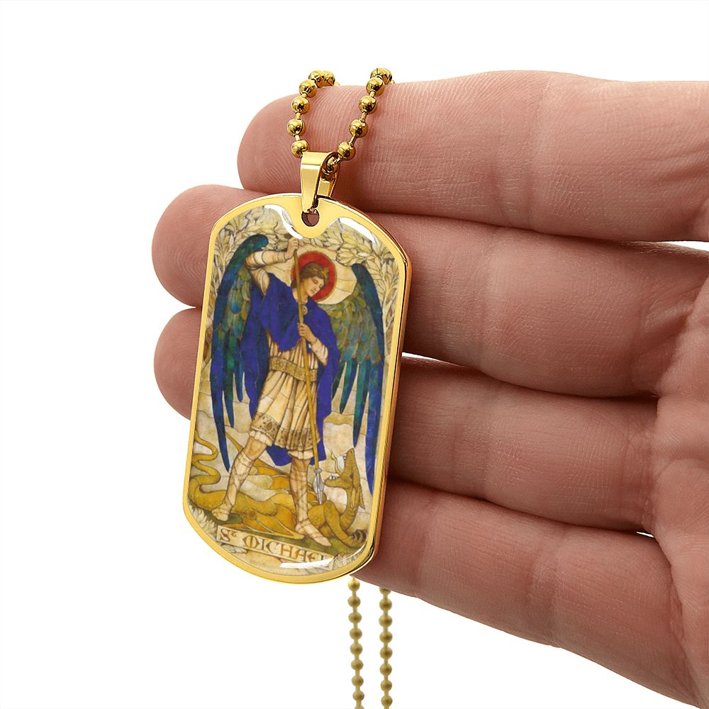 St Michael the Archangel dog tag necklace