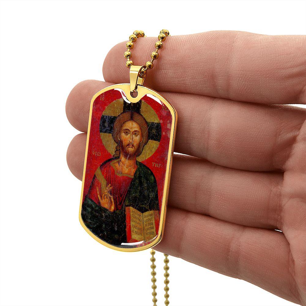 Jesus Christ Pantocrator dog tag necklace