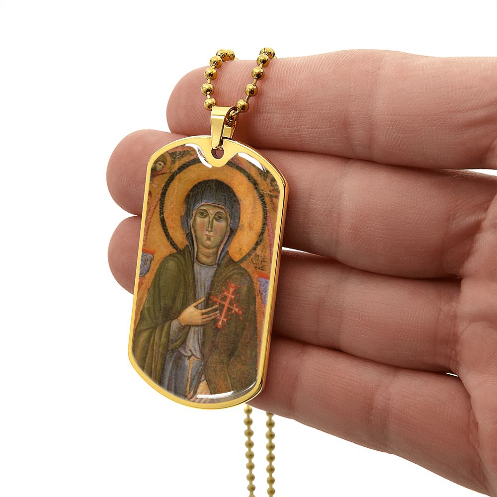 St Clare of Assisi dog tag necklace