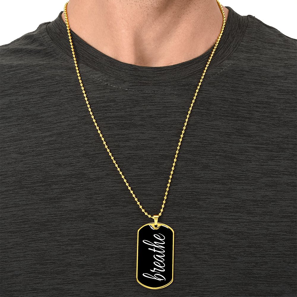 Breathe Dog Tag Military Pendant Necklace
