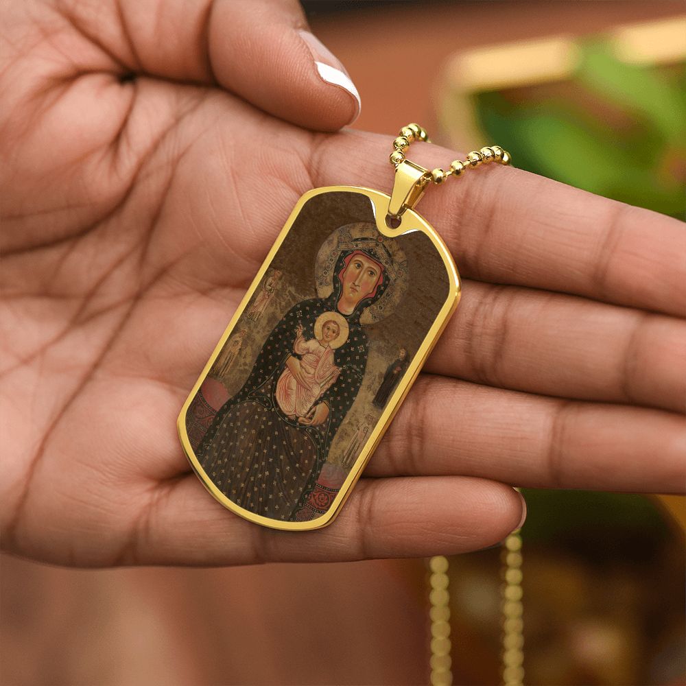 Madonna and Child Margaritonne dog tag necklace