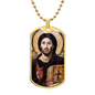 Jesus Christ Pantocrator Icon of Sinai Dog Tag Military Necklace