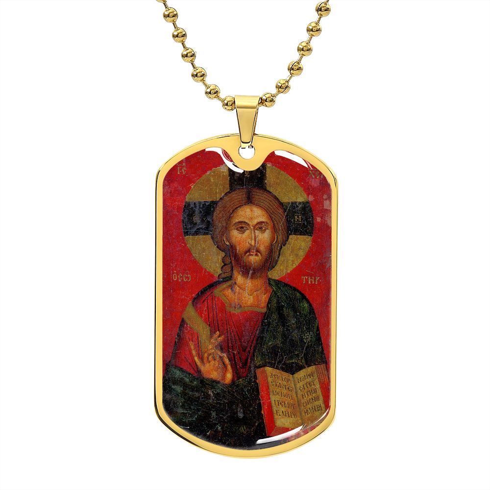 Jesus Christ Pantocrator dog tag necklace