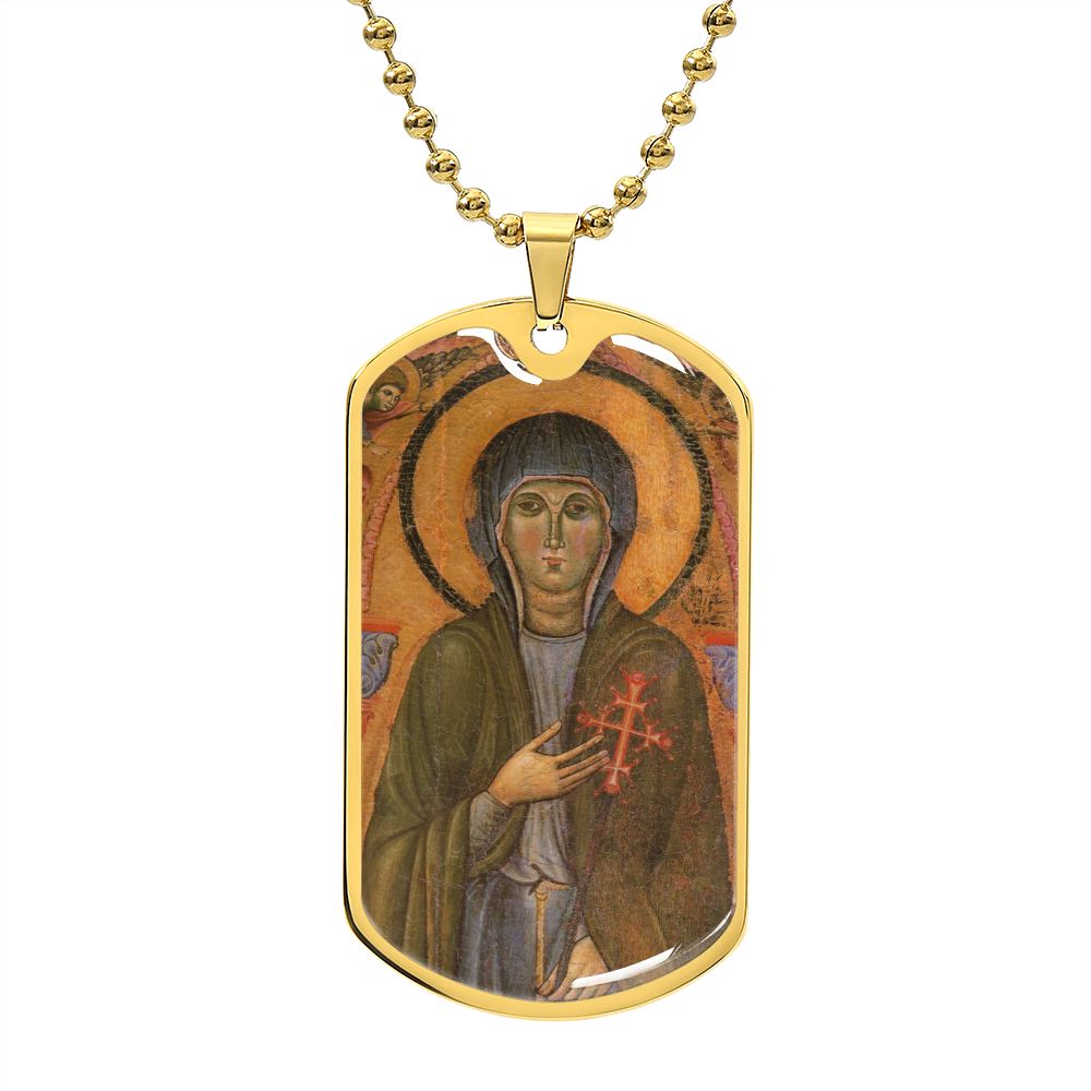 St Clare of Assisi dog tag necklace