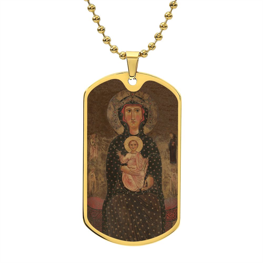 Madonna and Child Margaritonne dog tag necklace