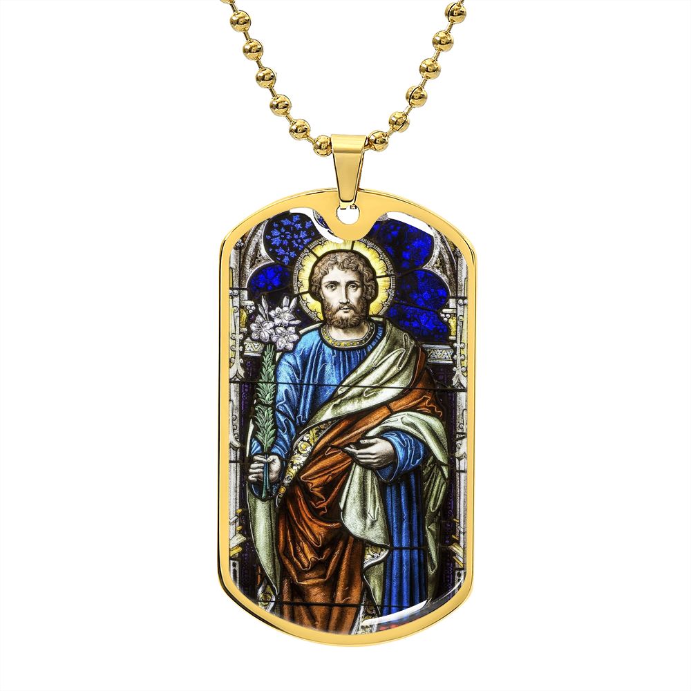 St Joseph dog tag necklace