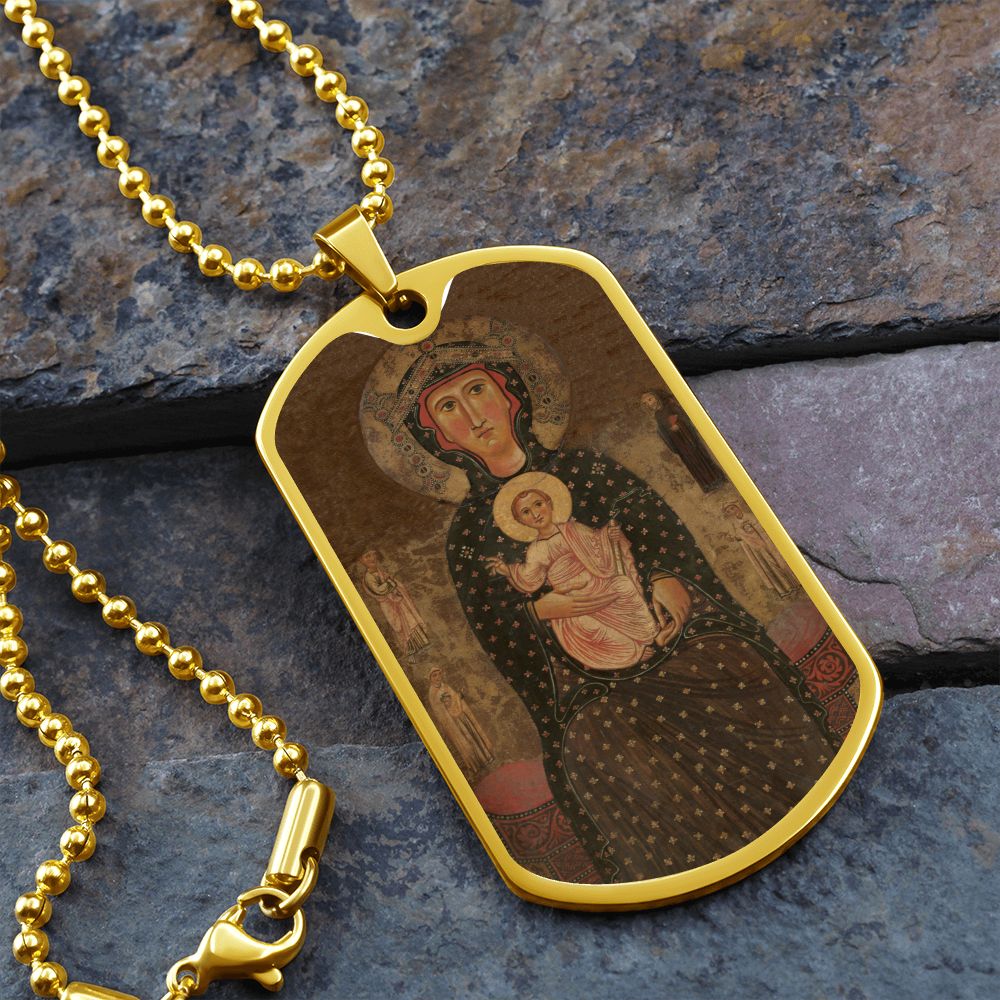 Madonna and Child Margaritonne dog tag necklace