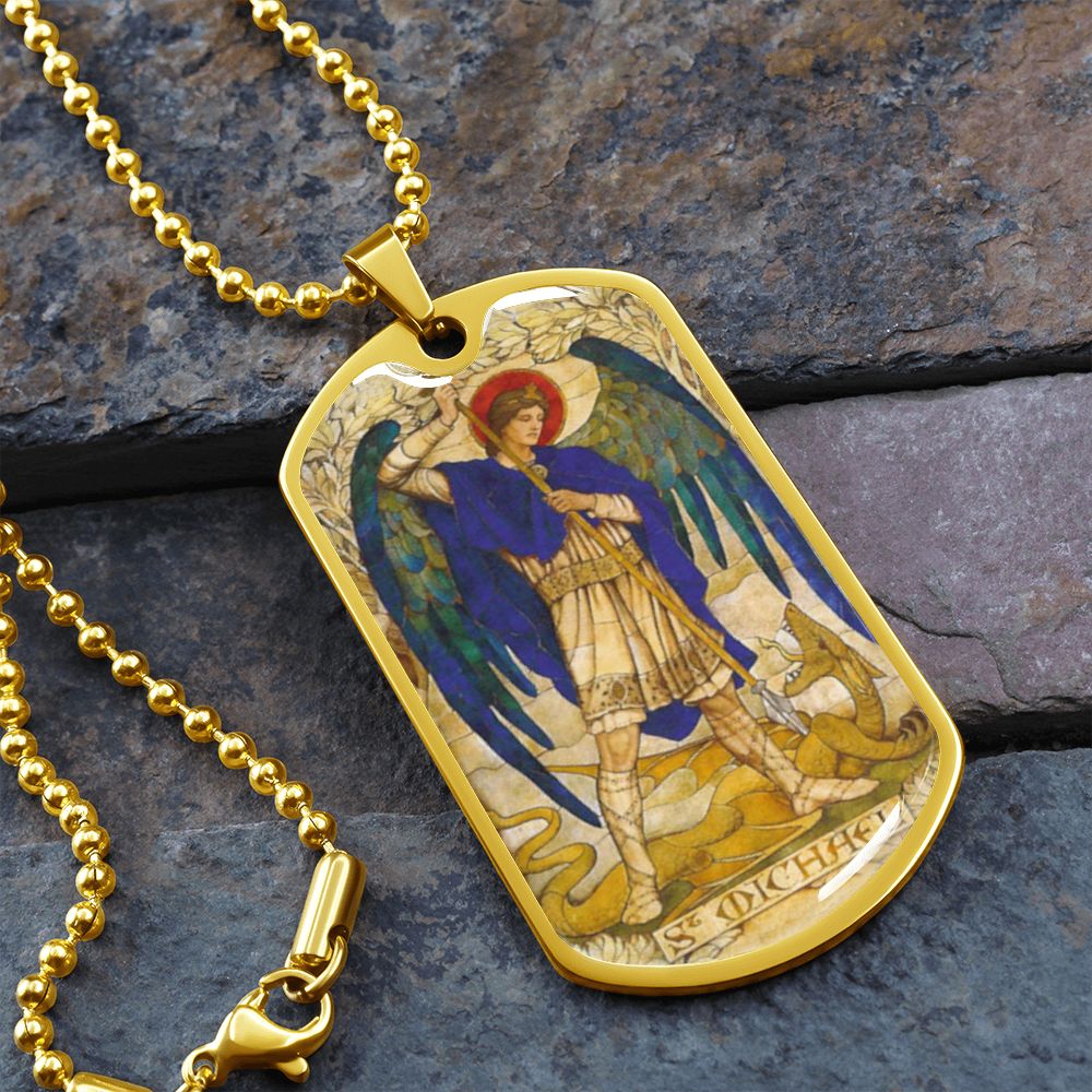 St Michael the Archangel dog tag necklace