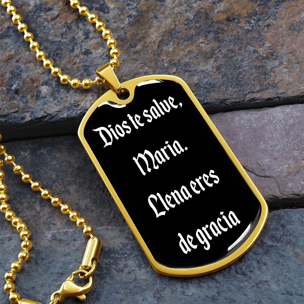 Dios te salve Maria dog tag pendant necklace