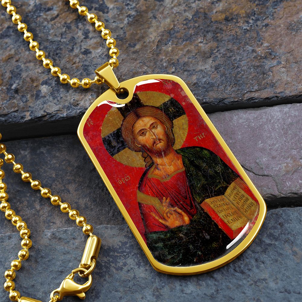 Jesus Christ Pantocrator dog tag necklace