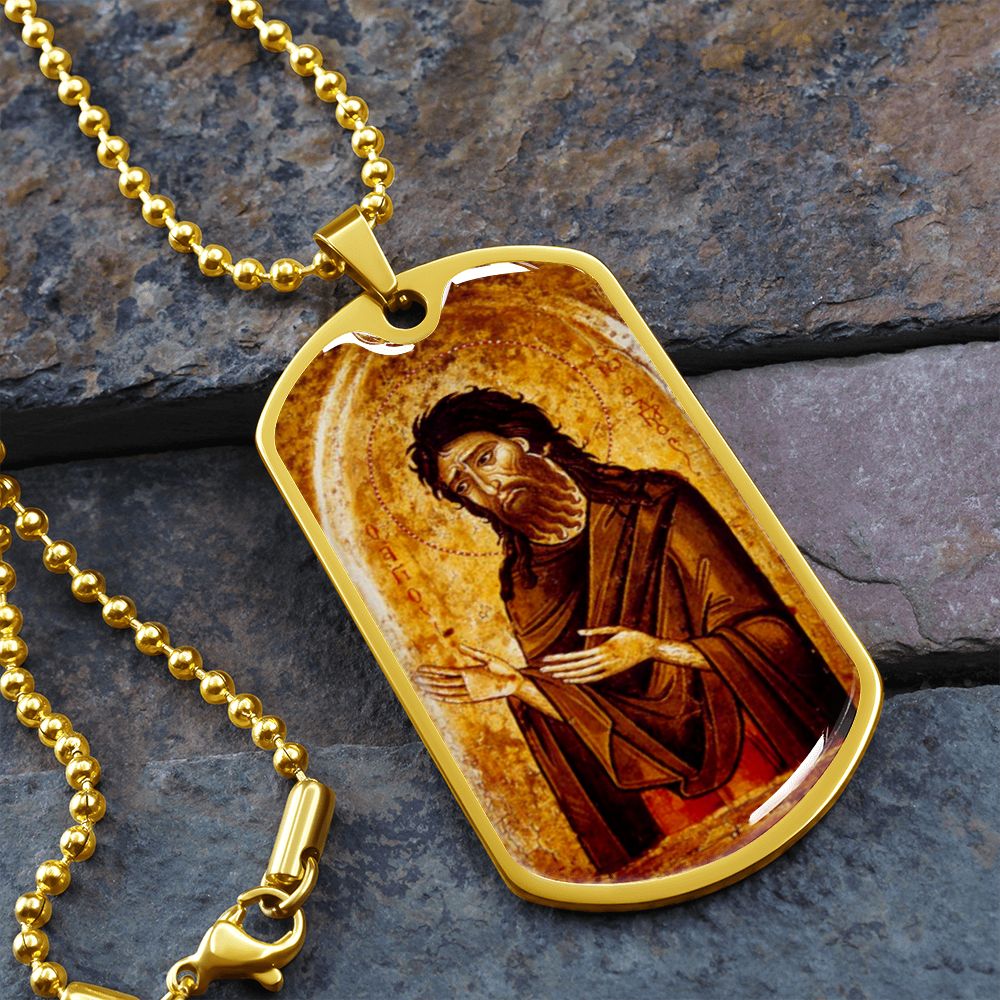 St John the Baptist gog tag necklace
