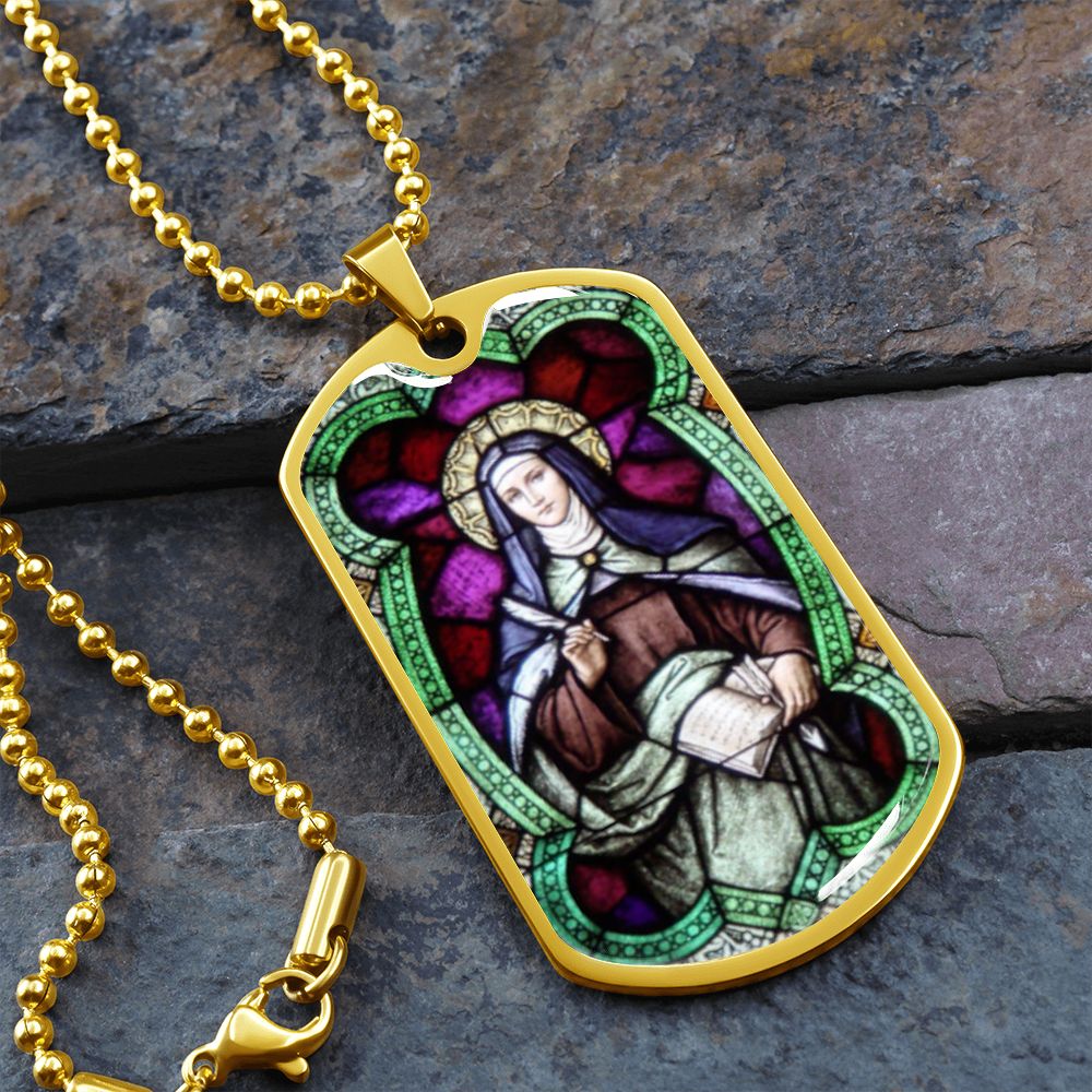 St Teresa of Avila dog tag necklace
