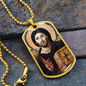 Jesus Christ Pantocrator Icon of Sinai Dog Tag Military Necklace
