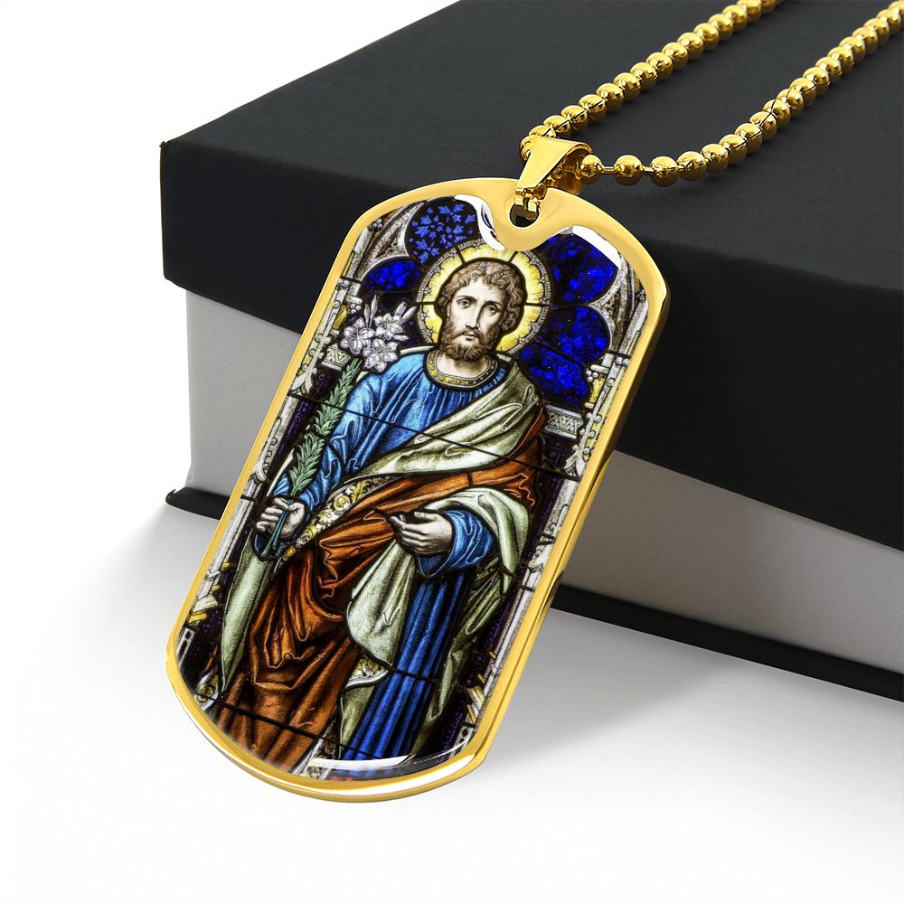 St Joseph dog tag necklace