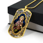 St Cecilia Stained Glass Dog Tag military ball chain