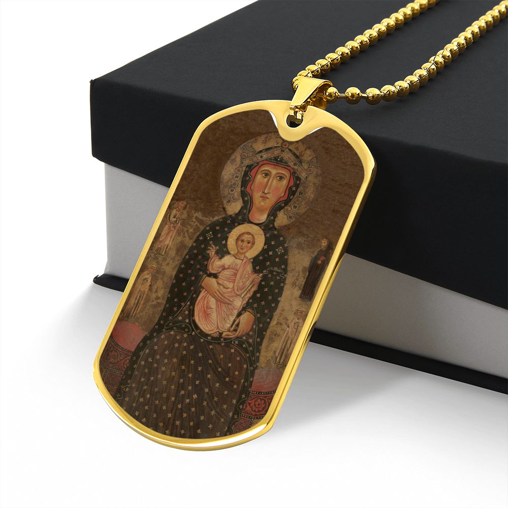 Madonna and Child Margaritonne dog tag necklace