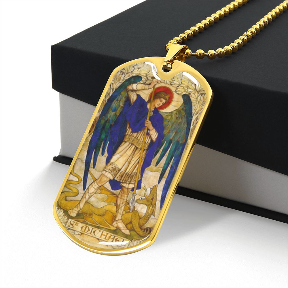St Michael the Archangel dog tag necklace