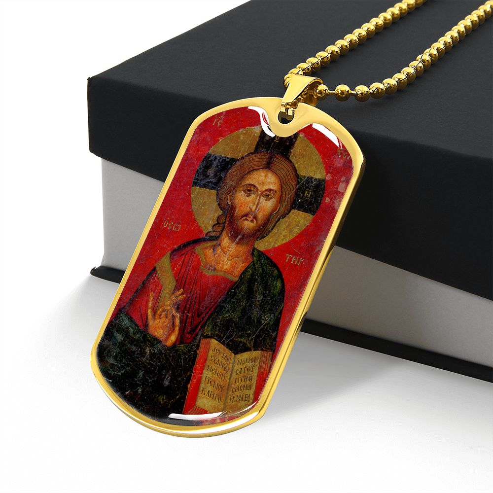 Jesus Christ Pantocrator dog tag necklace