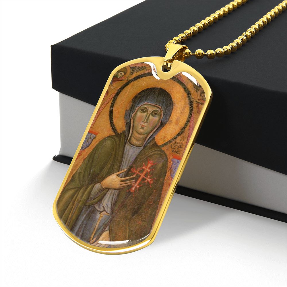 St Clare of Assisi dog tag necklace