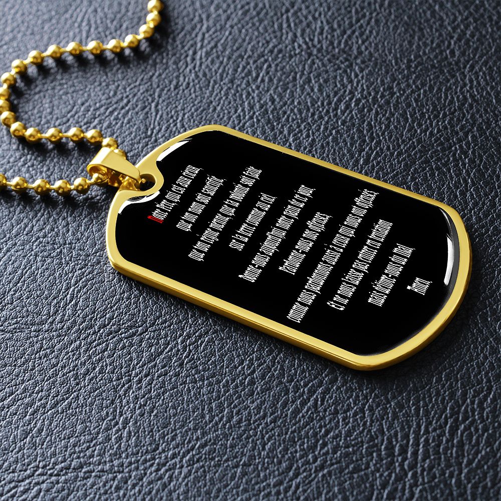 Our Father in French dog tag pendant necklace