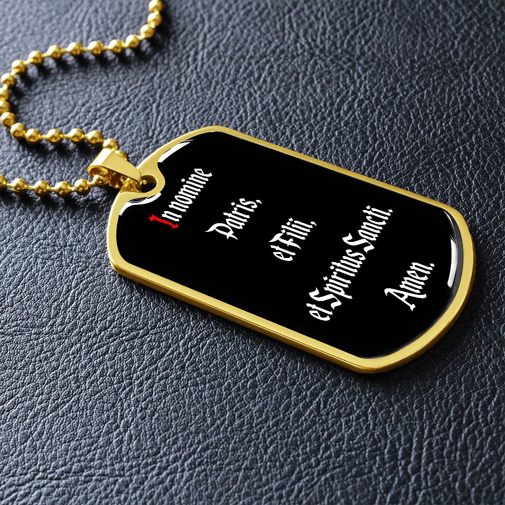 In Nomine Patris LATIN Dog Tag pendant necklace