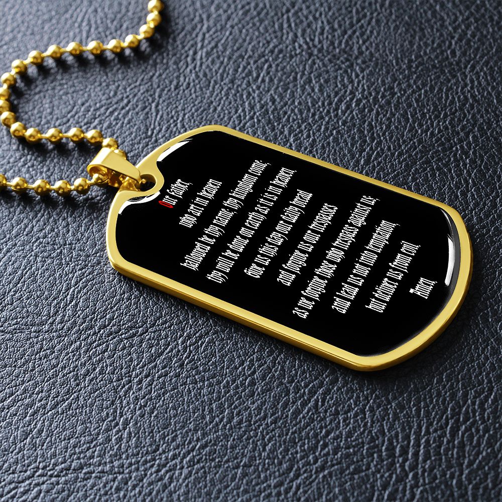 Our Father dog tag pendant necklace