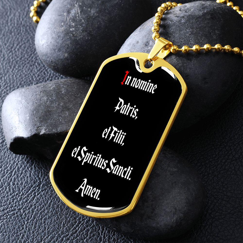 In Nomine Patris LATIN Dog Tag pendant necklace