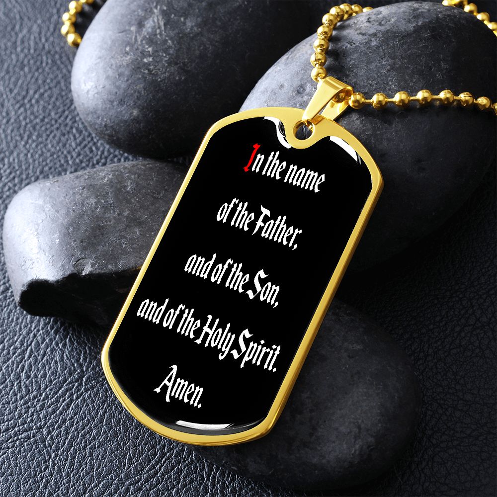 In the name of the Father dog tag pendant necklace